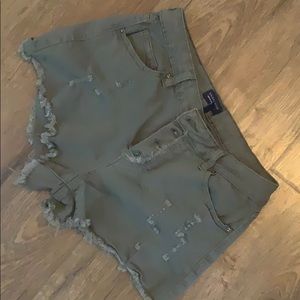 Olive green stretch shorts